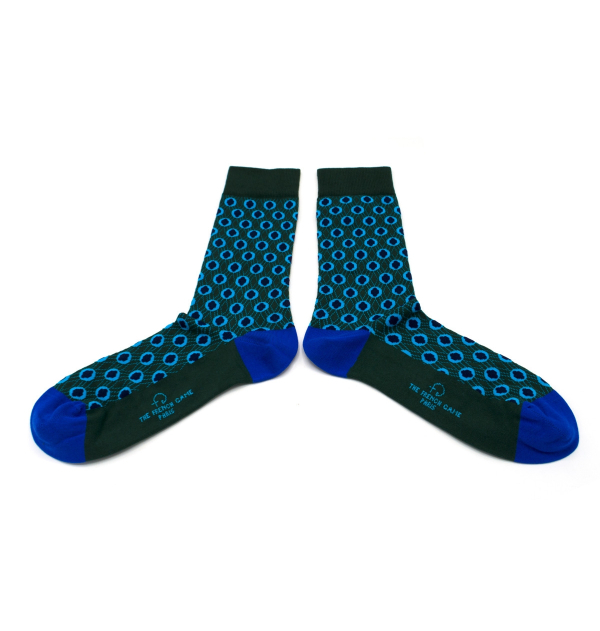 Chaussettes fantaisie en coton hommes remaillés à la main Louix XIV vert émeraude