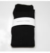 Black mercerized cotton knee-high socks made in France