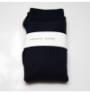 Navy Mercerized cotton knee-high socks made in France