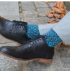Chaussettes fantaisie en coton hommes remaillés à la main Louix XIV vert émeraude
