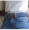 Made in france braided belt with leather ends 