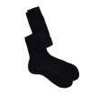 Charcoal black pure mercerized cotton knee-high socks handly remeshed
