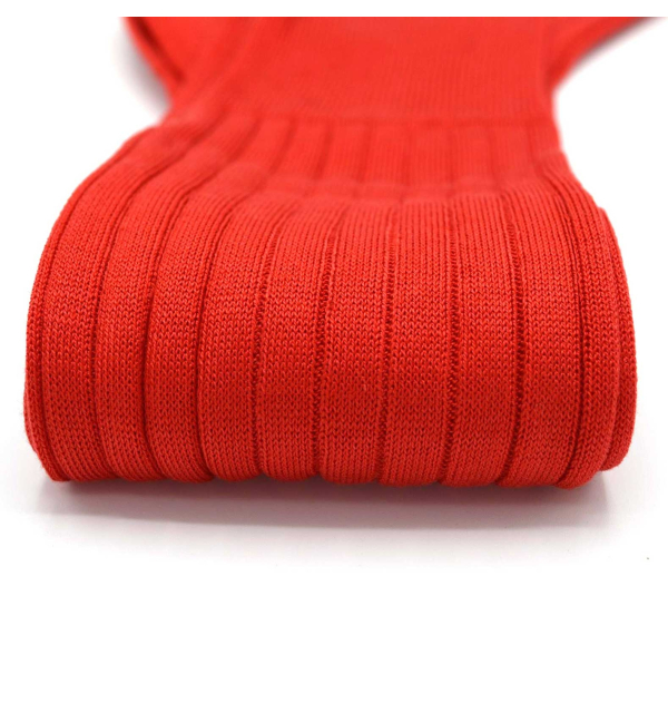 Ruby red pure mercerized cotton knee-high socks