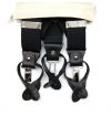 Black suspenders hybride clips or buttons with full grain leather link parts