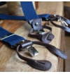 Navy suspenders with clips or buttons and full grain leather links