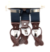 Navy suspenders with clips or buttons and full grain leather links