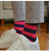 Striped handly remeshed combed cotton socks