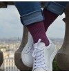 Striped handly remeshed combed cotton socks