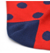 chaussettes-fantaisie-hommes-femmes-en-coton-rouges-à-motif-gros-pois-bleu-marine-remaillées-à-la-main