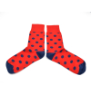 chaussettes-fantaisie-hommes-femmes-en-coton-rouges-à-motif-gros-pois-bleu-marine-remaillées-à-la-main