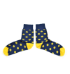 Blue socks with yellow dots