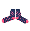 chaussettes-fantaisie-hommes-femmes-en-coton-bleu-marine-à-motif-gros-pois-roses-remaillées-à-la-main