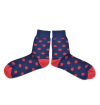 chaussettes-fantaisie-hommes-femmes-en-coton-bleu-marine-à-motif-gros-pois-rouges-remaillées-à-la-main