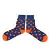 chaussettes-fantaisie-hommes-femmes-en-coton-bleu-marine-à-motif-gros-oranges-remaillées-à-la-main