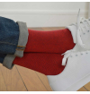 Striped handly remeshed combed cotton socks