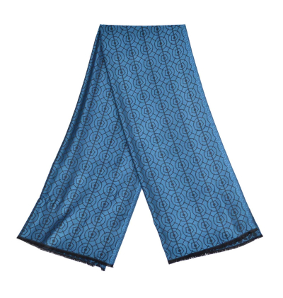 Echarpe-legere-bleu-saphir-femme-homme-fibres-naturels-motifs-bosquetde-letoile-lenotre-versailles