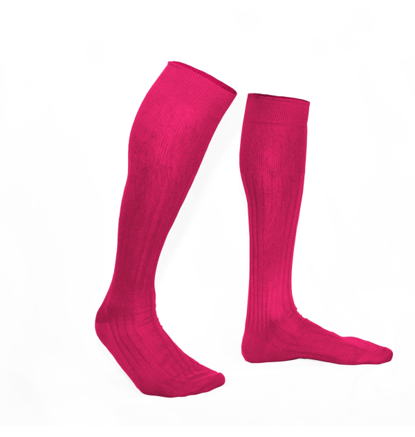 Pink raspberry pure mercerized cotton knee-high socks
