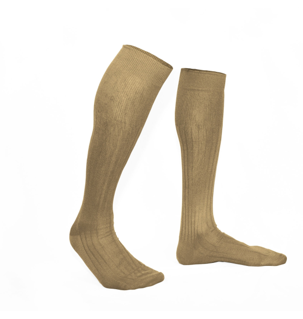 Sand beige pure mercerized cotton knee-high socks