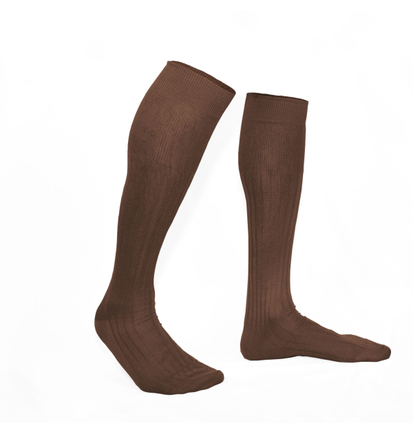 Coffee pure mercerized cotton knee-high socks handly remeshed