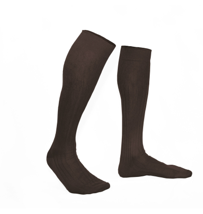 Chocolate brown pure mercerized cotton knee-high socks handly remeshed