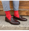 Ruby red pure mercerized cotton knee-high socks