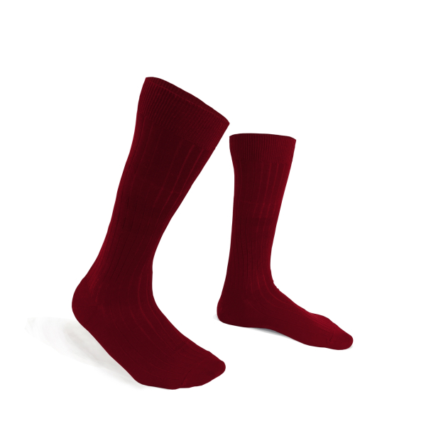 Chaussettes made in France en fil d'écosse bordeaux