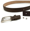 Ceinture-marron chocolat-réglable-casual-chic-pour-hommes-en-cuir-pleine-fleur-grainé-surpiquée