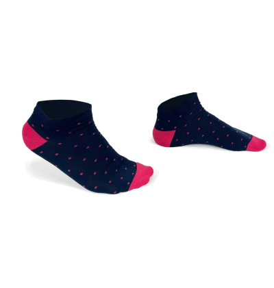 Combed cotton bobby socks with dots with plane stitches, made by our knitting expert