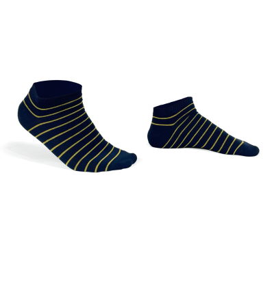 Blue bobby socks with yellow stripes