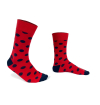 chaussettes-fantaisie-hommes-femmes-en-coton-rouges-à-motif-gros-pois-bleu-marine-remaillées-à-la-main