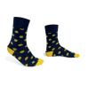 Blue socks with yellow dots