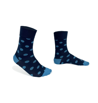 Blue socks with light blue dots