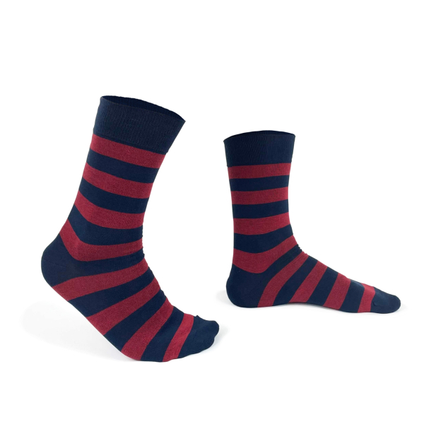 Striped handly remeshed combed cotton socks