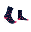 chaussettes-fantaisie-hommes-femmes-en-coton-bleu-marine-à-motif-gros-pois-roses-remaillées-à-la-main