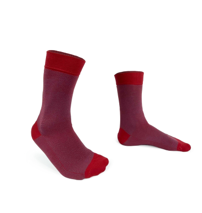 chaussettes-fantaisie-hommes-femmes-en-coton-rouges-à-motifs-chevrons-bleu-ciel-remaillées-à-la-main