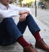 Chaussettes made in France en fil d'écosse bordeaux