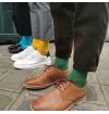 chaussettes-fantaisie-hommes-femmes-en-coton-vertes-à-motif-pied-de-poule-remaillées-à-la-main