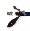 Navy suspenders with clips or buttons and full grain leather links