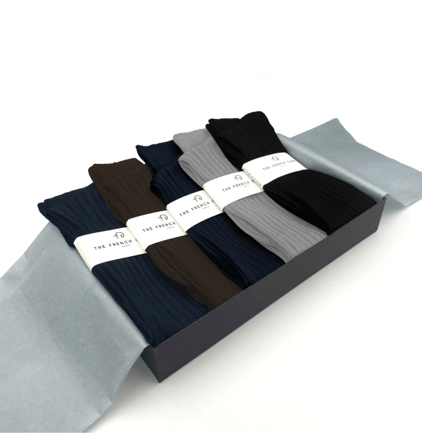 semainier de chaussettes-montantes hommes-mi-bas-unies-en-pur-fil-d'écosse-remaillées-à-la-main-pour-hommes