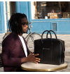 Men's vegan briefcase with accessories in grape leather