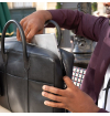 Men's vegan briefcase with accessories in grape leather