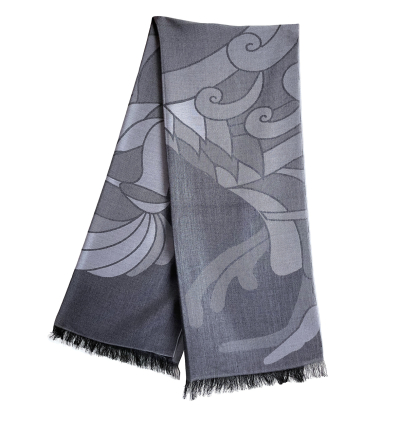 light grey scarf made in france man woman french rooster pattern 