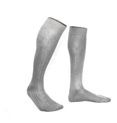 Sand beige pure mercerized cotton knee-high socks