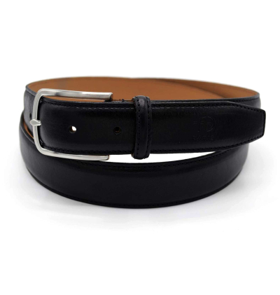 Ceinture-noire-réglable-casual-chic-pour-hommes-en-cuir-pleine-fleur-grainé-surpiquée