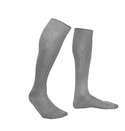 Feather grey pure mercerized cotton knee-high socks handly remeshed
