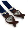 Navy suspenders with clips or buttons and full grain leather links