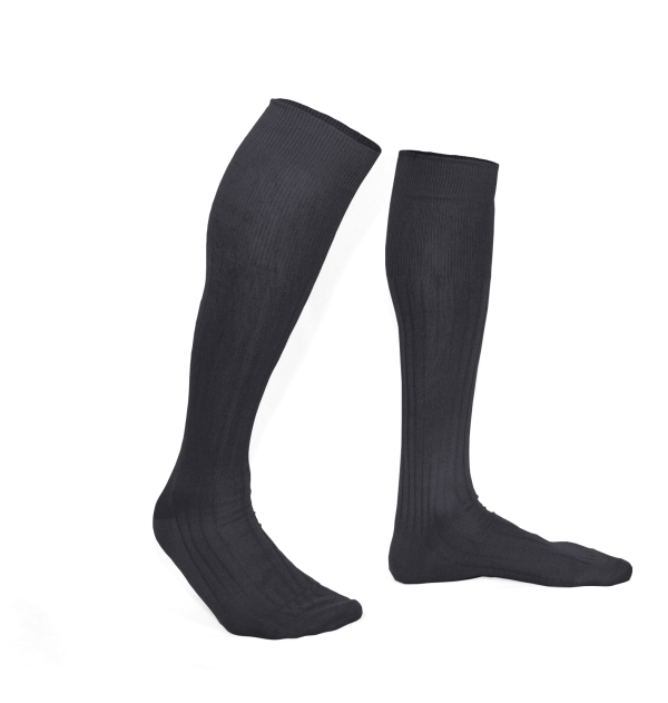 Thunderstorm grey pure mercerized cotton knee-high socks handly remeshed