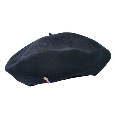 Unisex navy blue pure wool beret made in france
