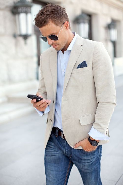 Style casual chic homme jean blazer 